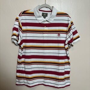 Timberland Men's Shirt Polo Golf Short Sleeve‎ Casual Top Red White Yellow Large